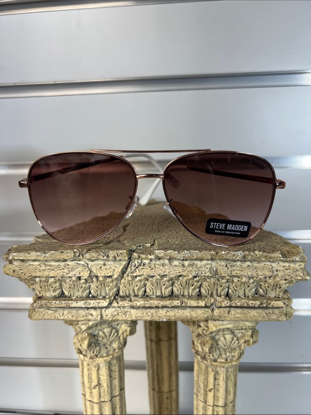 Steve Madden Rose Gold Frame Sunglasses with Rose-Brown Lenses